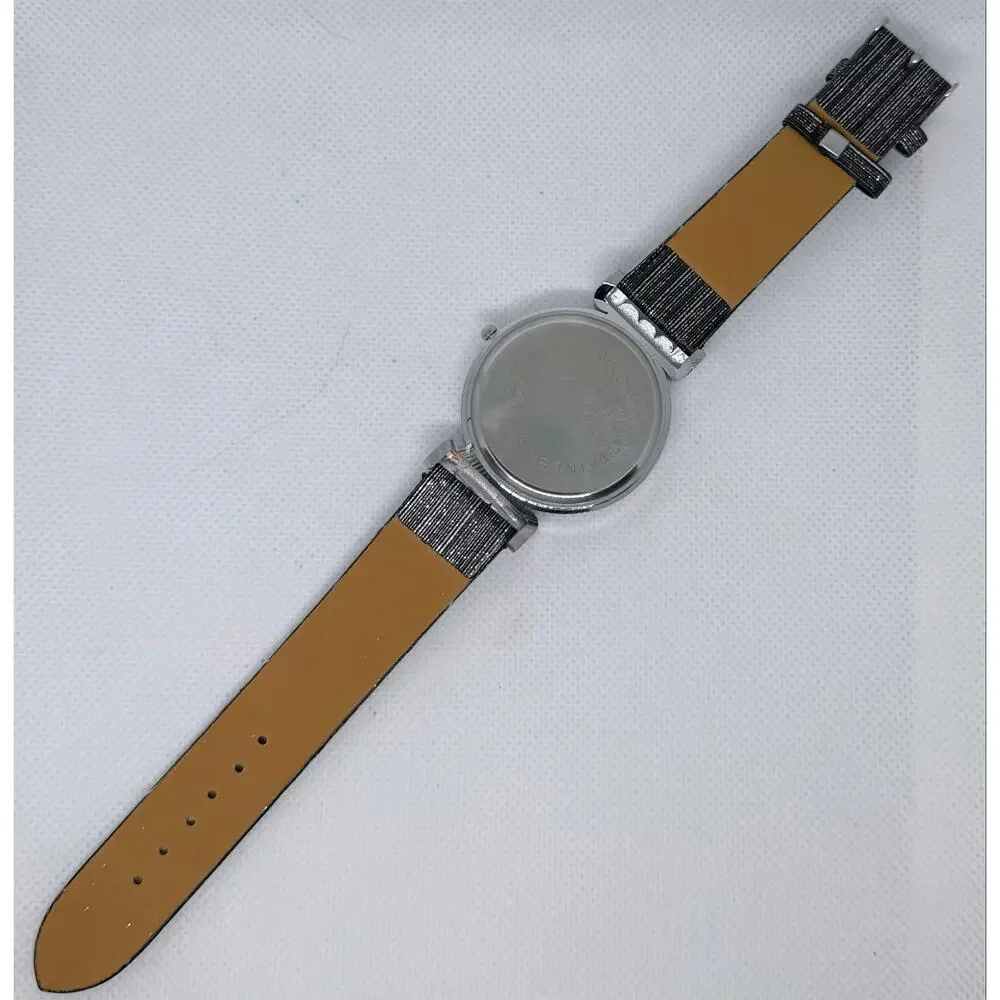 Kendall & James Crystal Accent Dress Watch Black Glitter Band NWOT